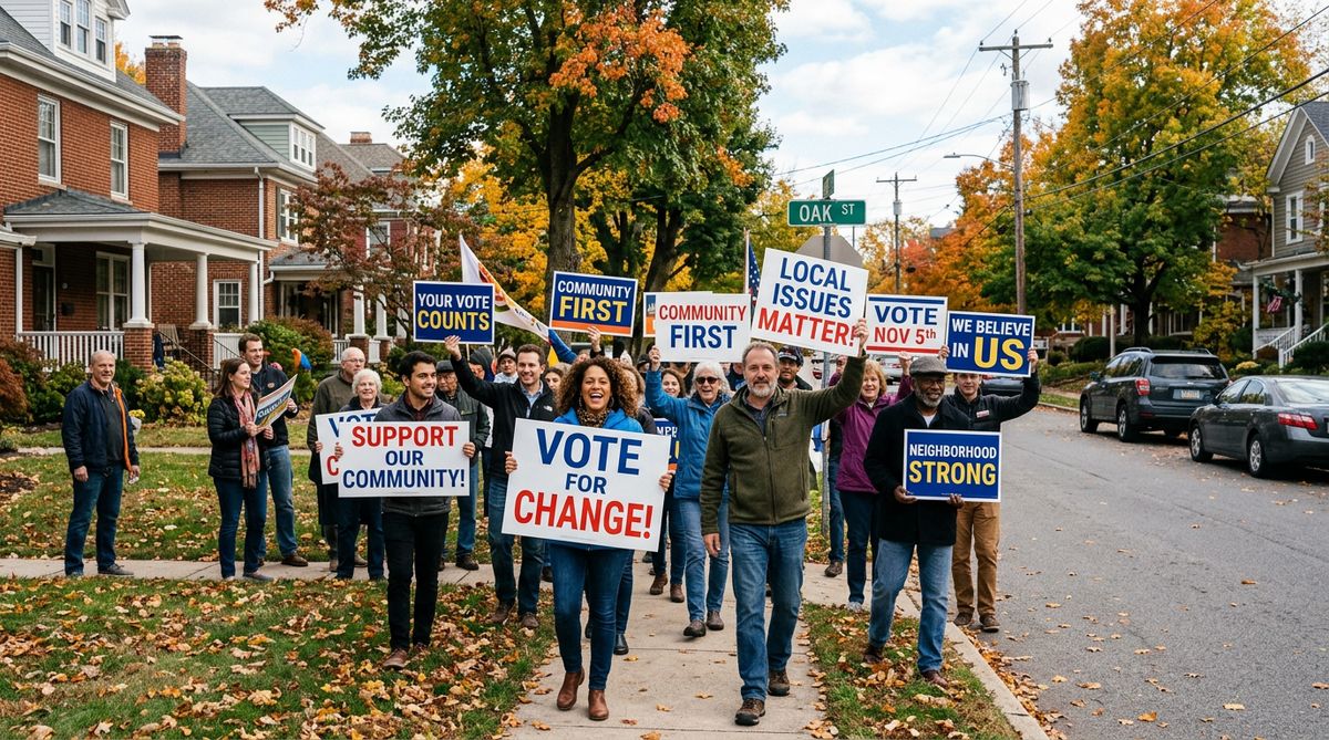 Grassroots-Wahlkampf — B&uuml;rger mit Kampagnenschildern