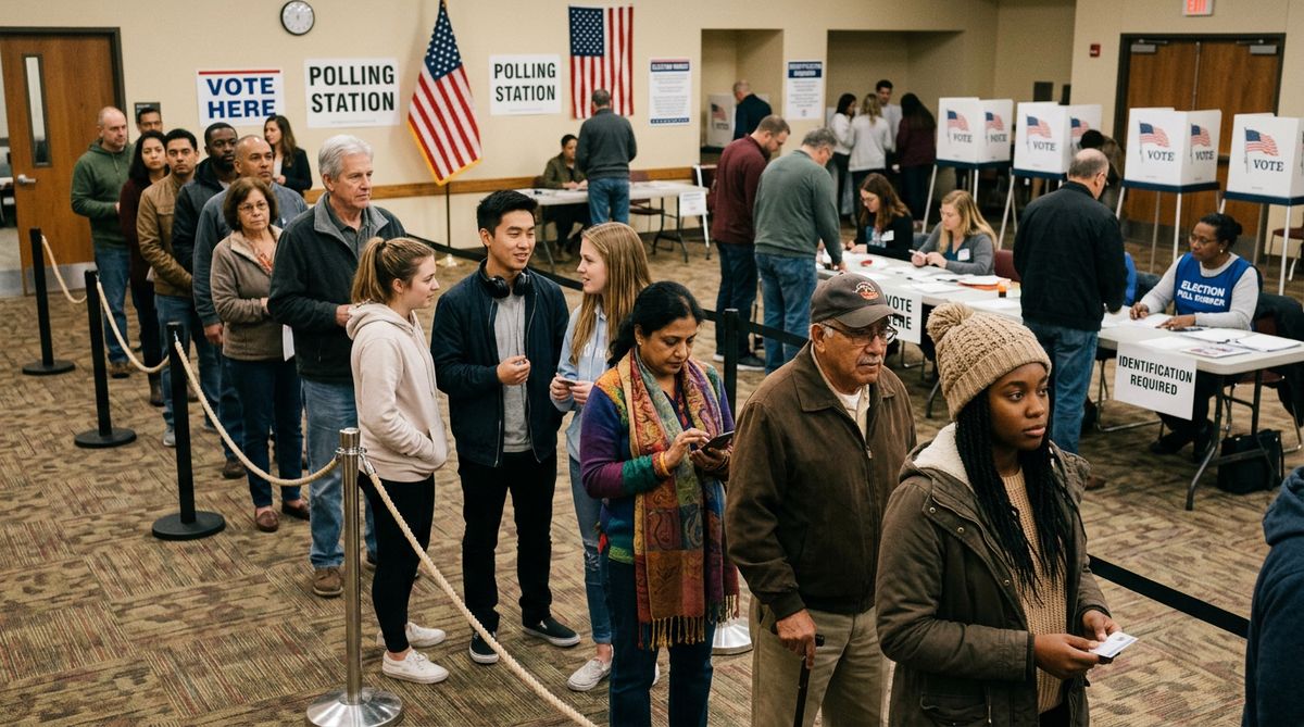 Waehler an der Urne — Amerikanische Demokratie in Aktion