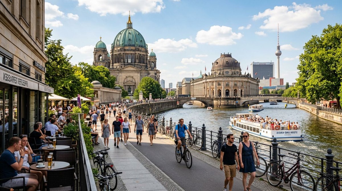 Berlin Skyline mit Fernsehturm im Sommer