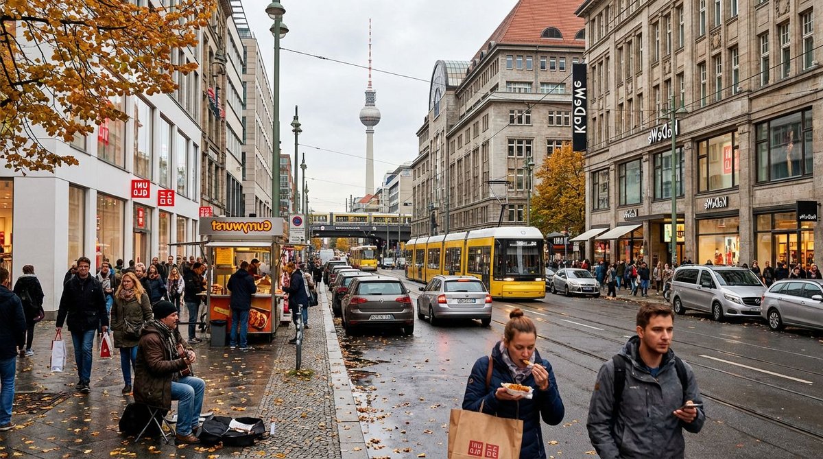 Einkaufsstra&szlig;e in Berlin &mdash; in Deutschland wird sonntags gew&auml;hlt, in den USA dienstags