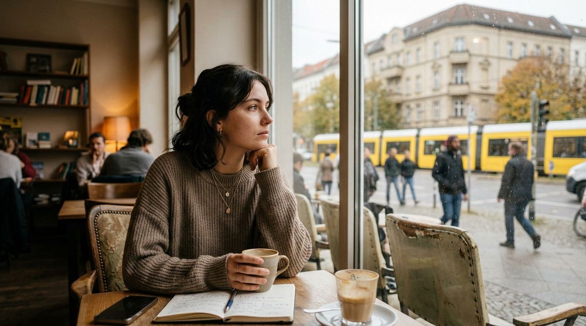 Frau in Berlin denkt nachdenklich &uuml;ber ihre Wahlentscheidung nach