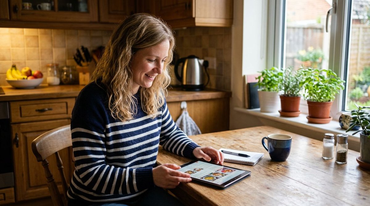 Frau informiert sich &uuml;ber Politik auf dem Tablet &mdash; Symbolbild Haushaltsdebatte