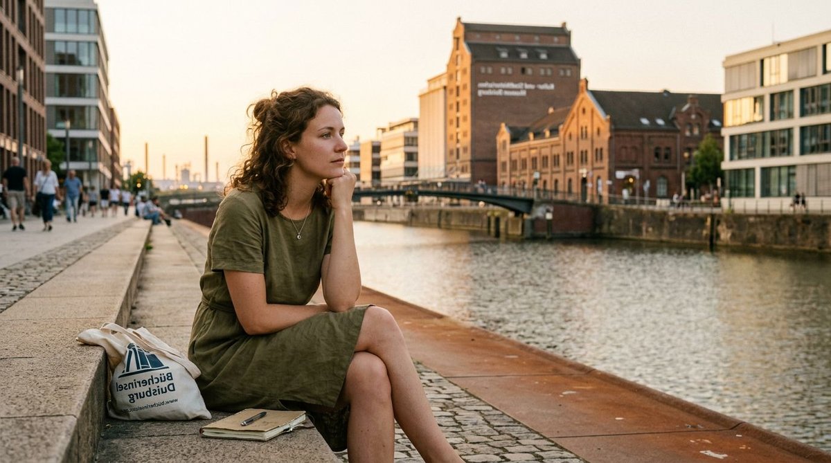Nachdenkliche Frau in Duisburg &uuml;berlegt ihre Wahlentscheidung