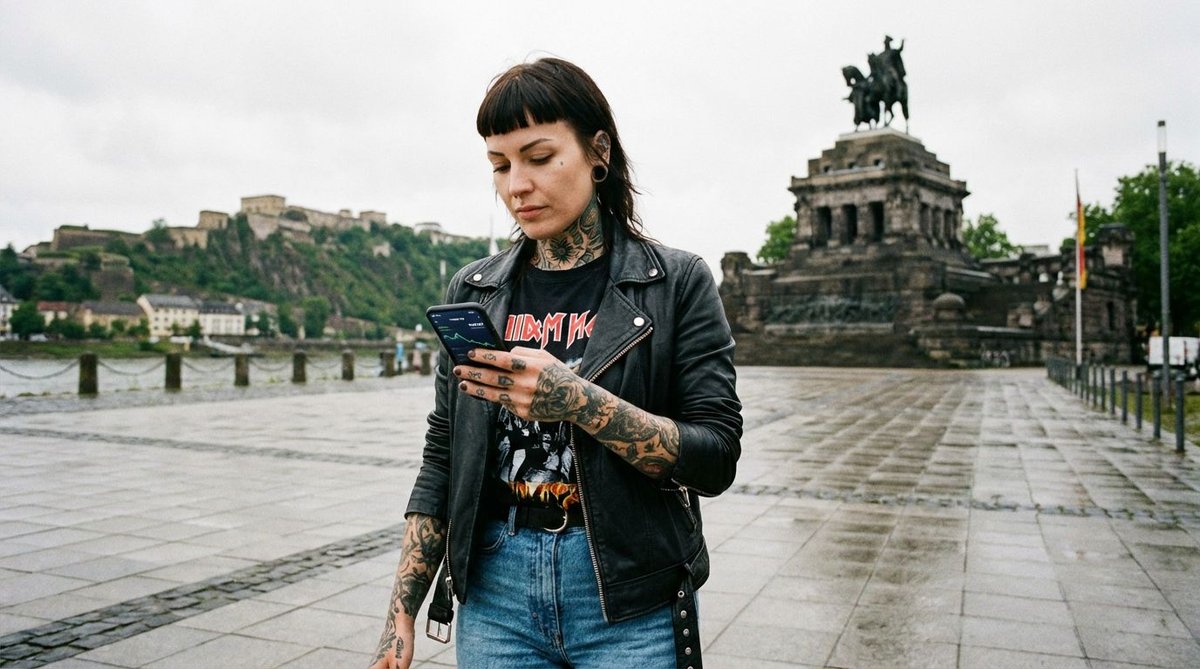 Frau mit Smartphone unterwegs &ndash; Symbolbild digitale Zukunft