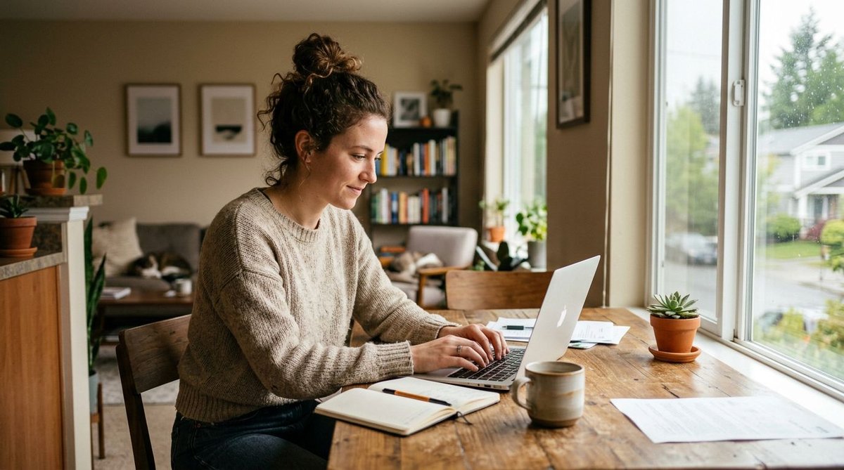 Frau reicht online eine Petition ein