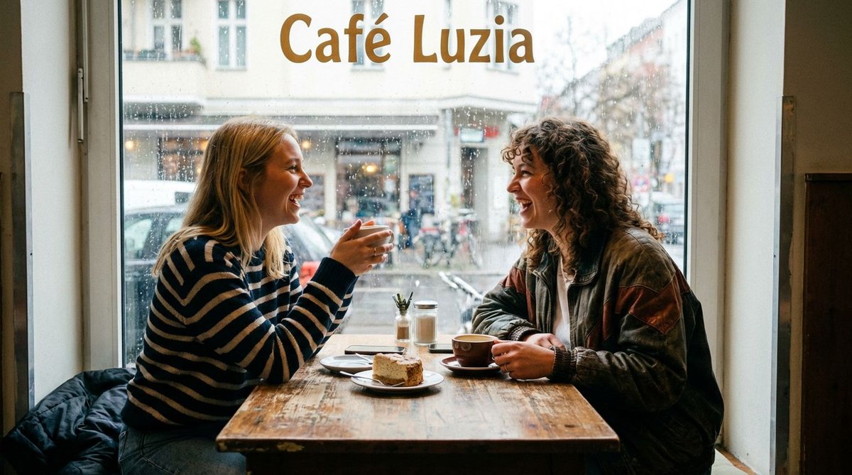 Freundinnen besprechen im Caf&eacute; ihre Wahlumfrage-Empfehlung