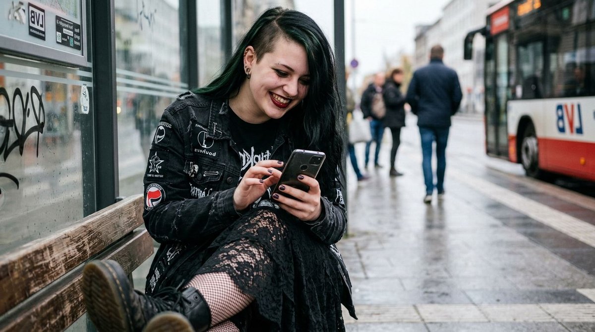 Junge Frau informiert sich &uuml;ber Wahlergebnisse