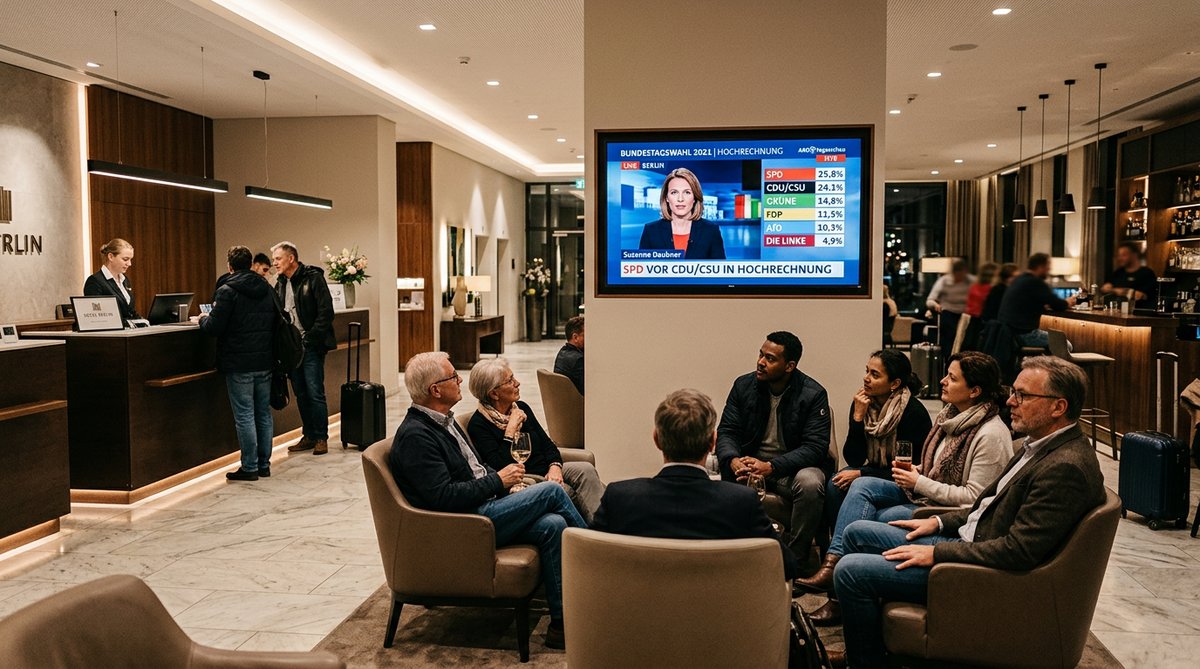 Wahlnachrichten vom Bundestag auf einem Fernseher