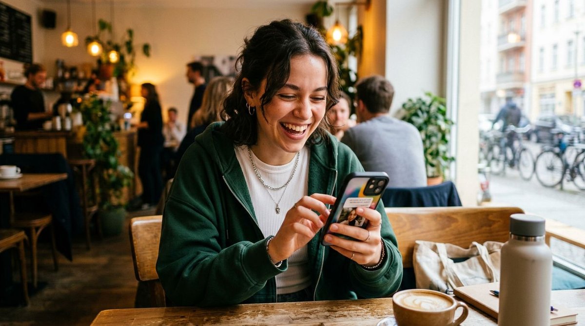 Junge Frau mit Smartphone und Stimmzettel