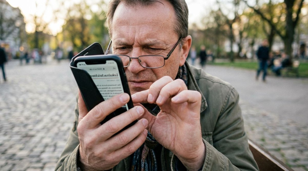 Mann liest Politik-Nachrichten auf dem Handy