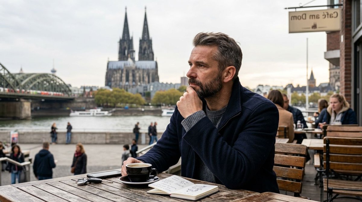 Mann in der Stadt denkt &uuml;ber Politik nach