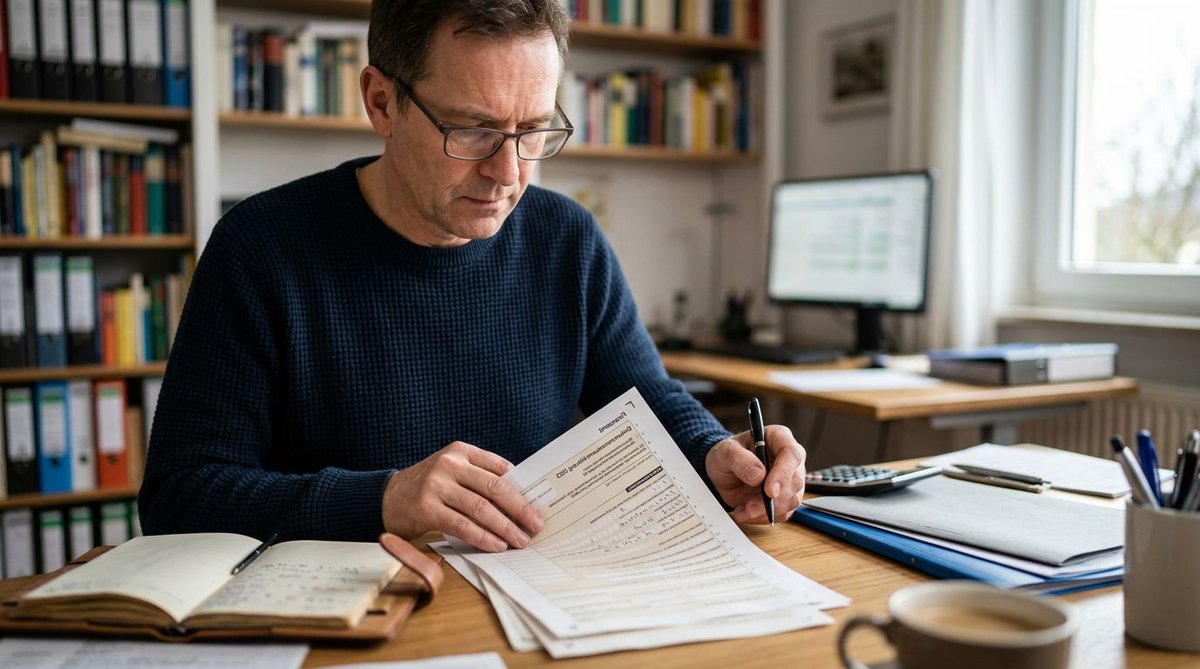Mann mit Stimmzettel im Wahllokal in Saarbr&uuml;cken