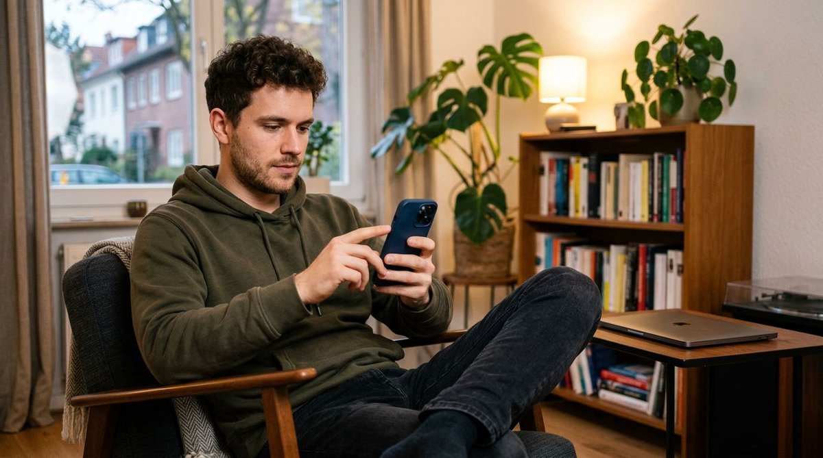 Mann pr&uuml;ft Wahlumfragen