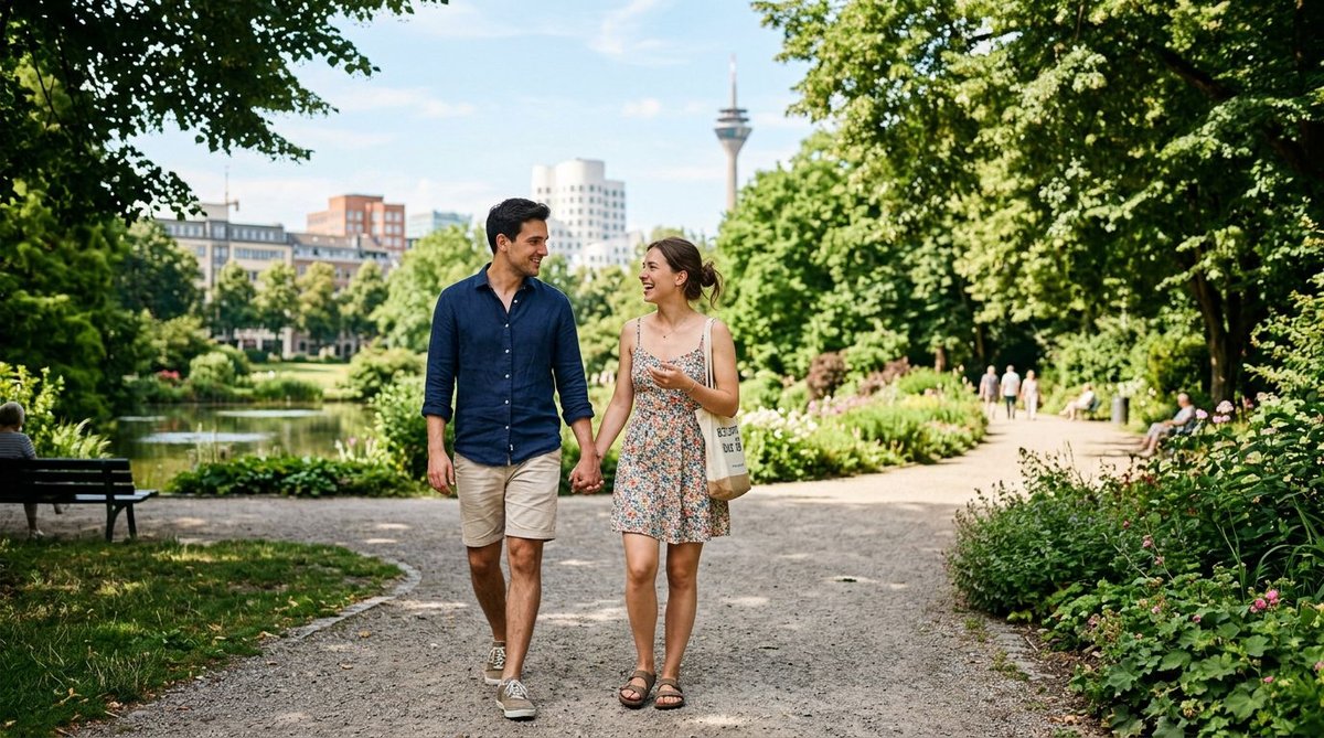 Paar diskutiert Politik im Park