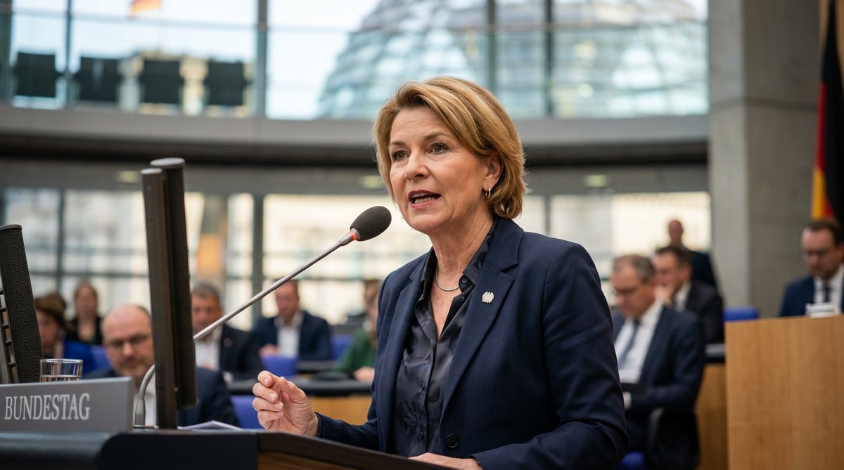 Politikerin im Reichstag bei einer Sitzung