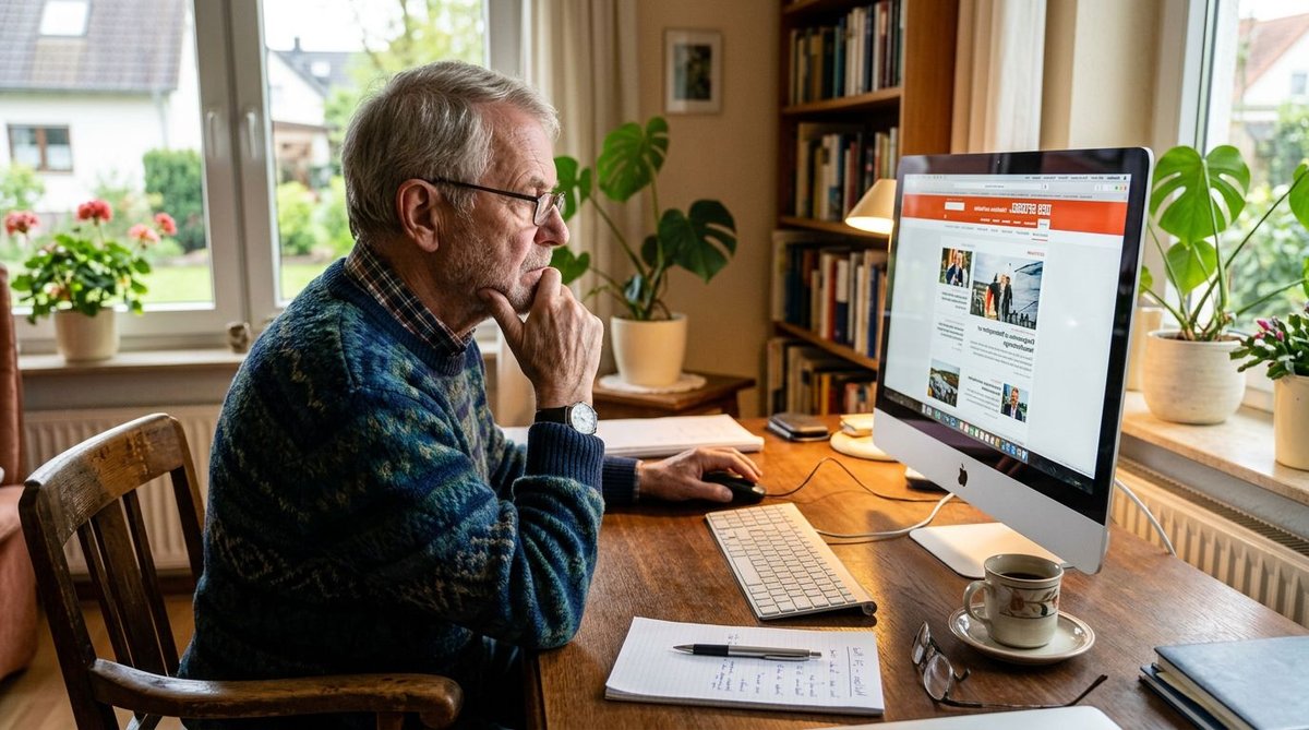 B&uuml;rger informiert sich &uuml;ber die erste Bundestagswahl