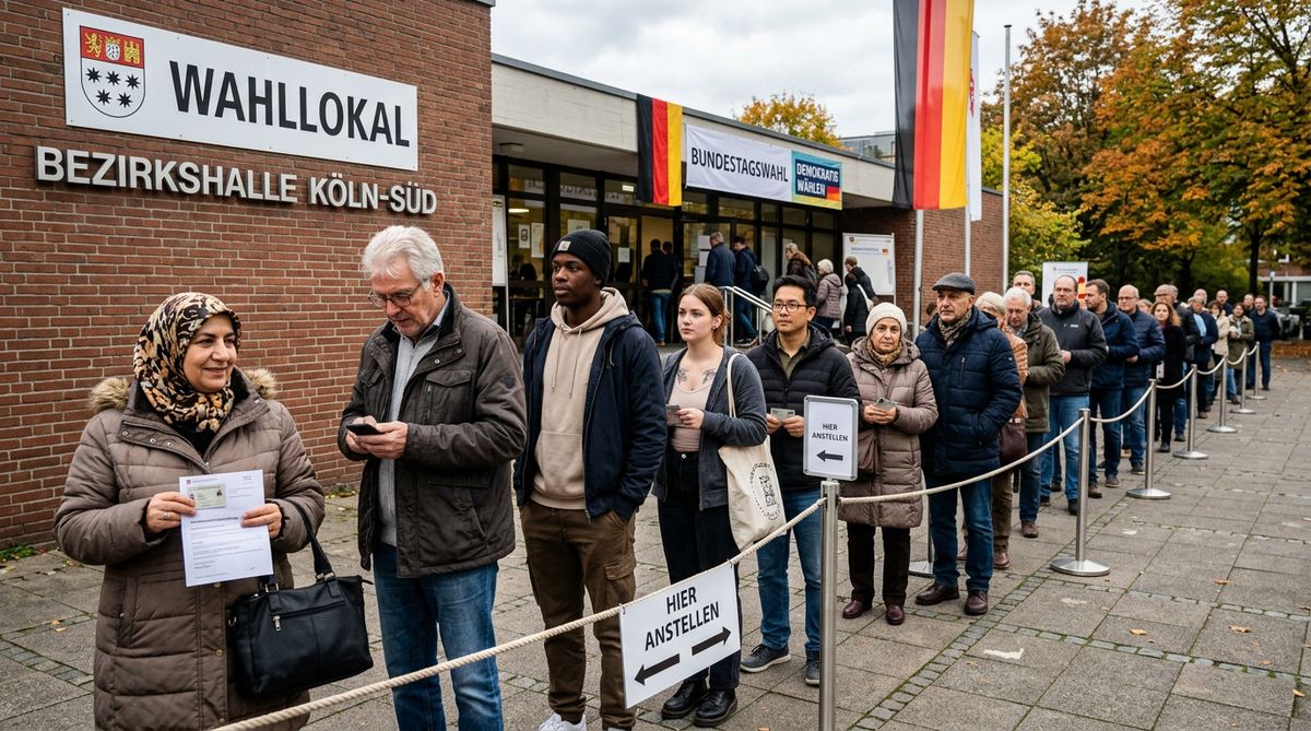 Wählerinnen und Wähler im Wahllokal bei der Stimmabgabe — Demokratie in Deutschland