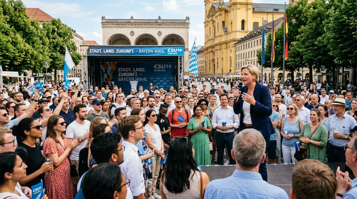 Politische Wahlveranstaltung auf einem Platz in M&uuml;nchen